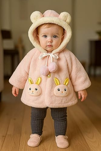 Girls 3D Bunny Attached Hooded Party Jacket