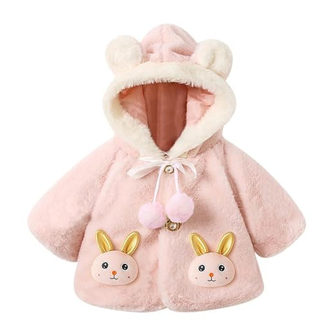 Girls 3D Bunny Attached Hooded Party Jacket