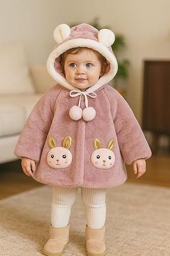 Girls 3D Bunny Attached Hooded Party Jacket