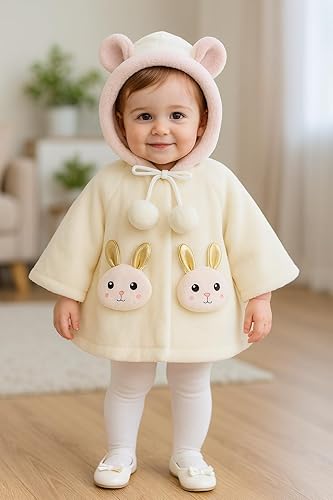 Girls 3D Bunny Attached Hooded Party Jacket