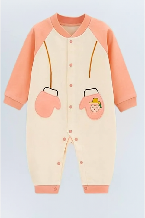 Warm Fleece Bonded Baby Romper Full Sleeve Footless Front Button Bodysuit Jumper for Baby Boys and Girls