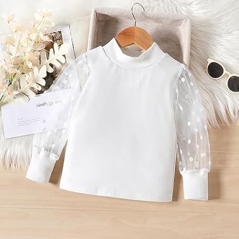 Girls Balloon Sleeve Top & Pu Leather Skirt Party Set