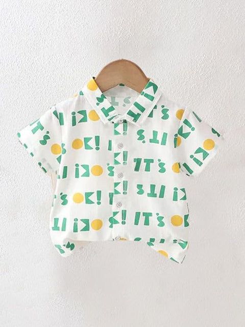 Boys Cotton Shirt with Khaki Shorts & Tie