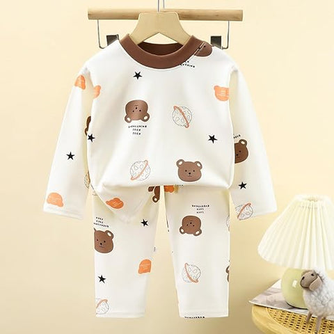 Kids Bear Print T-shirt & Pyjama Set