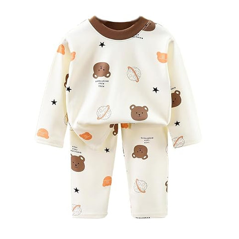 Kids Bear Print T-shirt & Pyjama Set