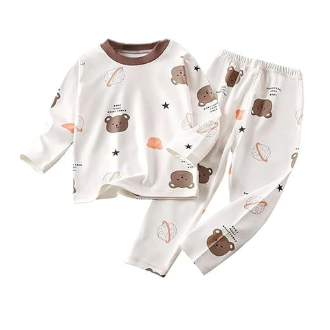 Kids Bear Print T-shirt & Pyjama Set