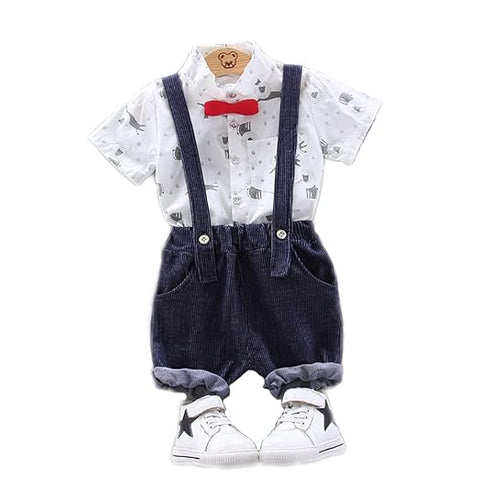 Kids Cotton Printed Shirt & Dungaree Set