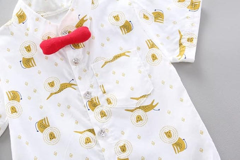 Kids Cotton Printed Shirt & Dungaree Set