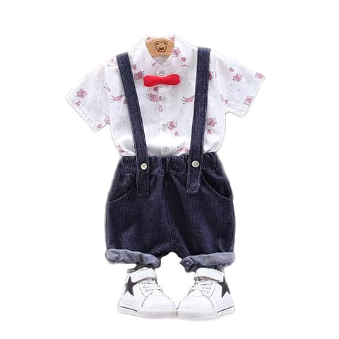 Kids Cotton Printed Shirt & Dungaree Set