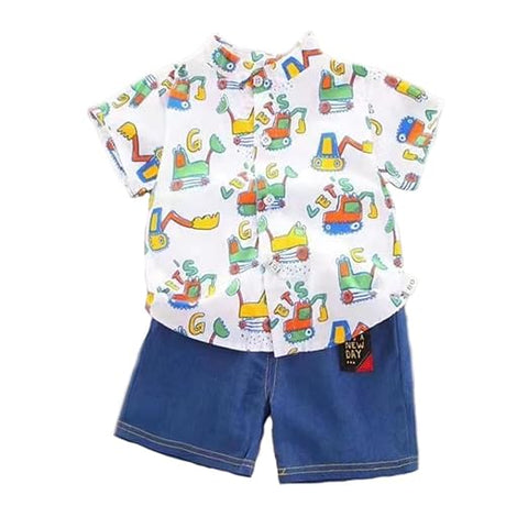 Kids JCB Print Shirt & Denim Short Set