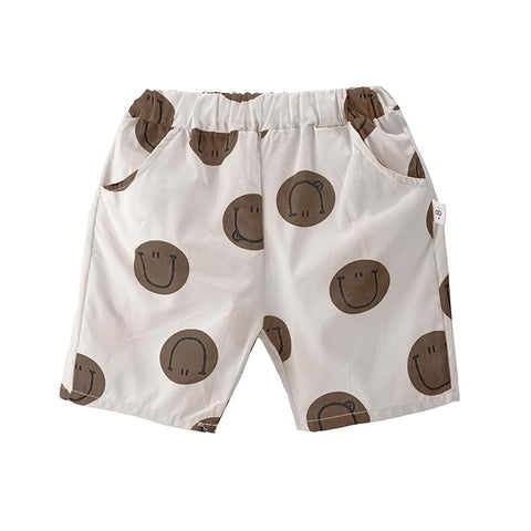 3Pcs Smile Print Shirt Shorts & T-shirt Set