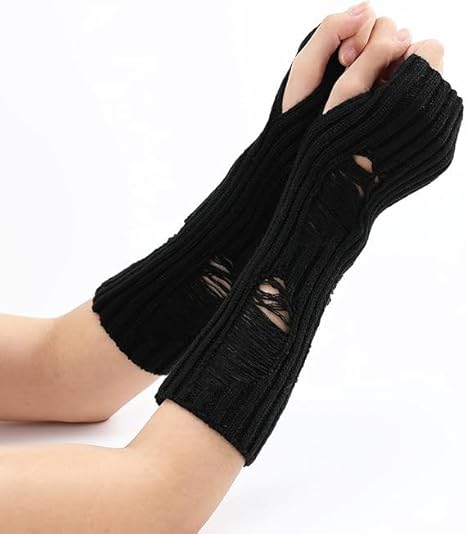Fashion Punk Gothic Cosplay Party Beggar Style Long Masquerade Fingerless Arm Hand Warmer Gloves