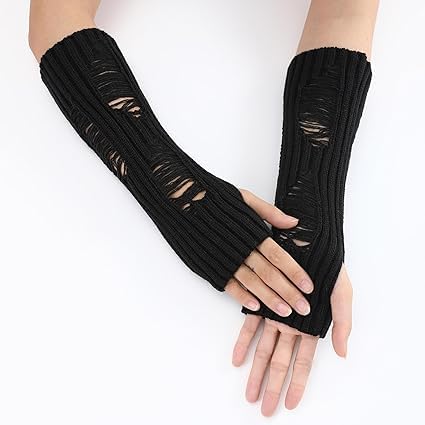 Fashion Punk Gothic Cosplay Party Beggar Style Long Masquerade Fingerless Arm Hand Warmer Gloves