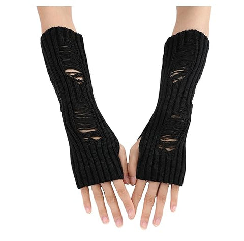Fashion Punk Gothic Cosplay Party Beggar Style Long Masquerade Fingerless Arm Hand Warmer Gloves