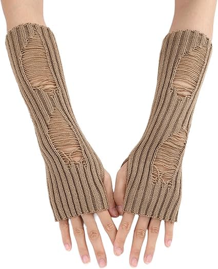 Fashion Punk Gothic Cosplay Party Beggar Style Long Masquerade Fingerless Arm Hand Warmer Gloves
