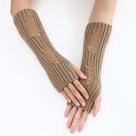 Fashion Punk Gothic Cosplay Party Beggar Style Long Masquerade Fingerless Arm Hand Warmer Gloves