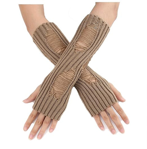 Fashion Punk Gothic Cosplay Party Beggar Style Long Masquerade Fingerless Arm Hand Warmer Gloves