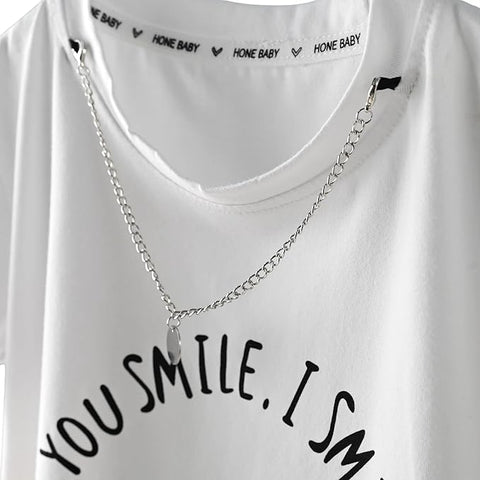 Ombre T-Shirt & Shorts with Detachable Chain