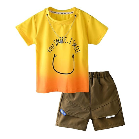 Ombre T-Shirt & Shorts with Detachable Chain