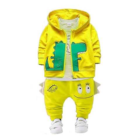 Boys Dino Print 3-piece T-shirt, Pant & Hood Jacket Set