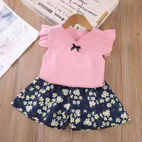 Flutter Sleeve Top & Floral Shorts