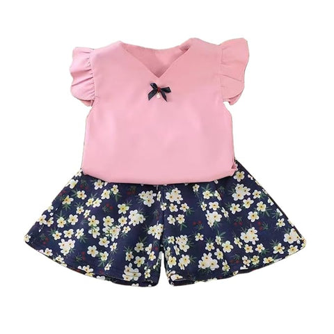 Flutter Sleeve Top & Floral Shorts