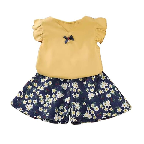 Flutter Sleeve Top & Floral Shorts