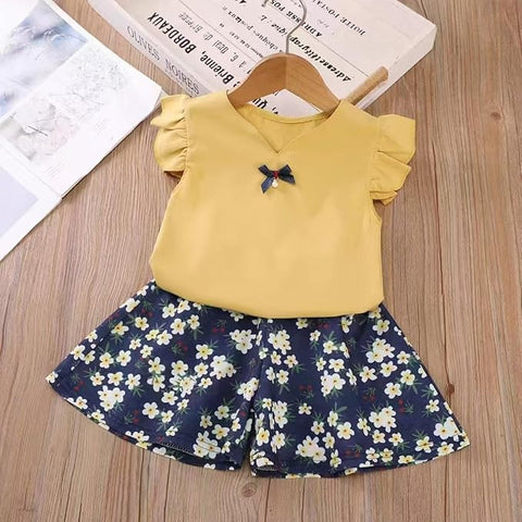 Flutter Sleeve Top & Floral Shorts