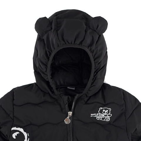 Kid's Latest Matt Finish Bear Printed Winter Puffer Jacket Hooded Bomber Jacket for Boys n Girls