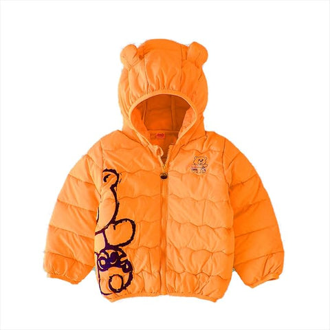 Kid's Latest Matt Finish Bear Printed Winter Puffer Jacket Hooded Bomber Jacket for Boys n Girls