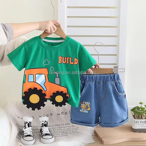 3D JCB T-shirt & Denim Shorts