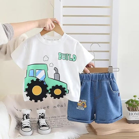 3D JCB T-shirt & Denim Shorts