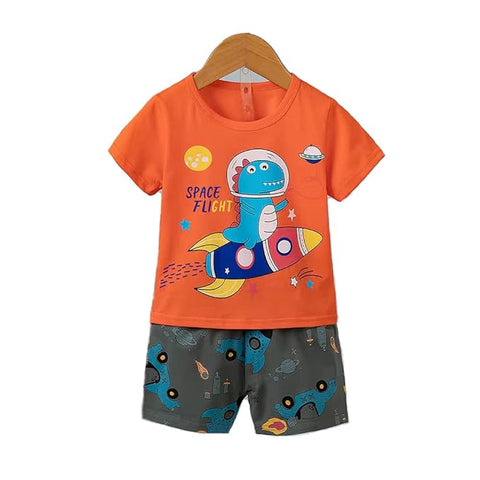 Kids Dino-space Print T-shirt & Short Set