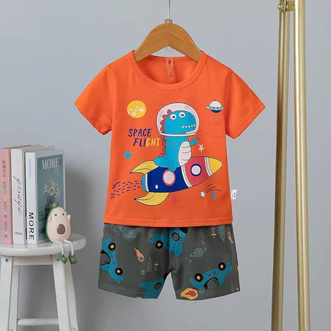 Kids Dino-space Print T-shirt & Short Set