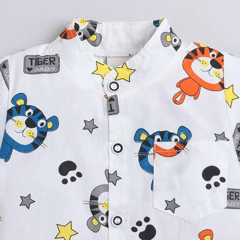 Boys Tiger Graphic Polycotton Shirt & Short Set