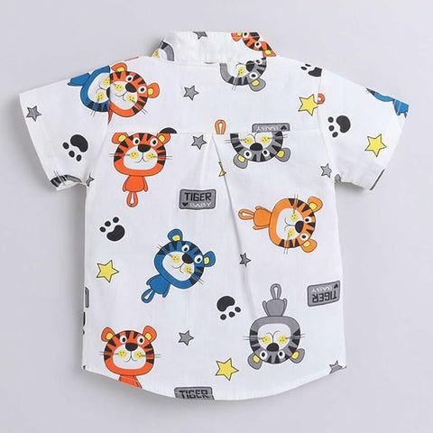 Boys Tiger Graphic Polycotton Shirt & Short Set