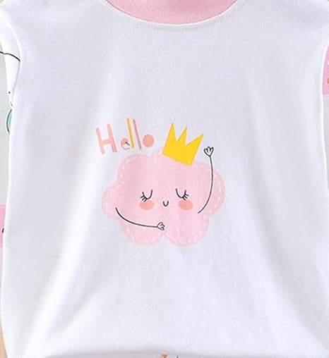 Kid's Cloud Rain Cute Print Full Length Cotton Tshirt & Pajama Set
