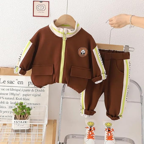 Kids Panda Print T-shirt Sweatshirt & Pant 3-piece Set