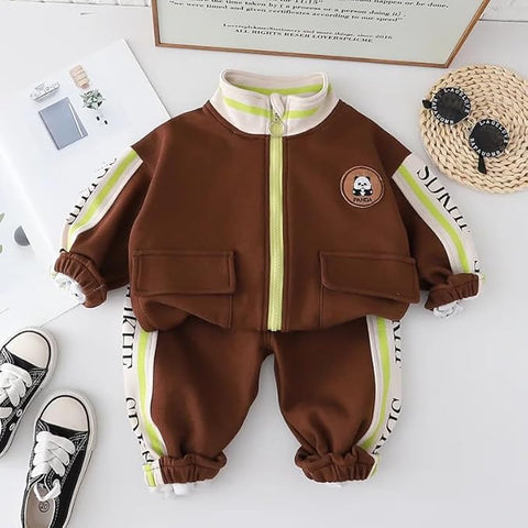 Kids Panda Print T-shirt Sweatshirt & Pant 3-piece Set