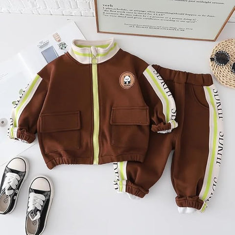 Kids Panda Print T-shirt Sweatshirt & Pant 3-piece Set