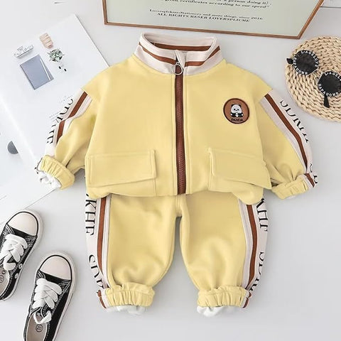 Kids Panda Print T-shirt Sweatshirt & Pant 3-piece Set