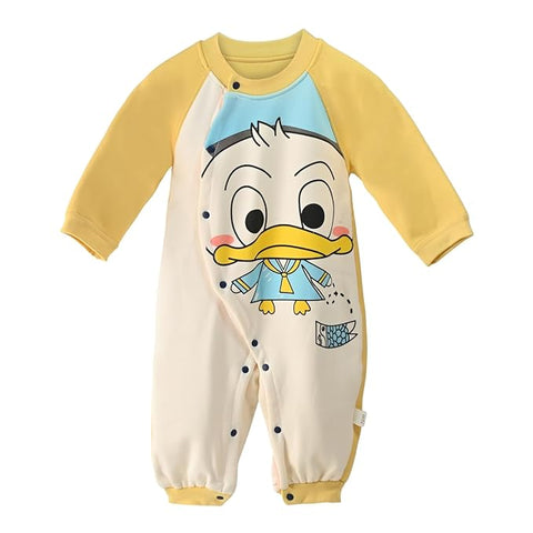 Kids Cartoon Duck Long Sleeve Bodysuit Romper