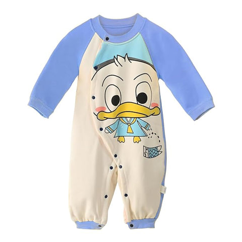 Kids Cartoon Duck Long Sleeve Bodysuit Romper