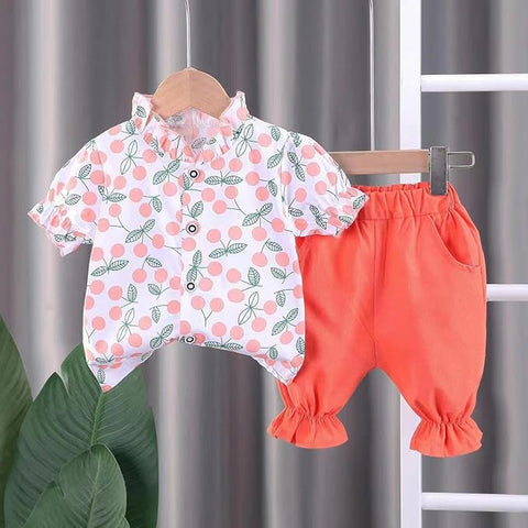 Girl's Fruit Print Top & Shorts