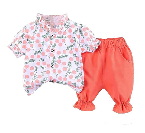 Girl's Fruit Print Top & Shorts