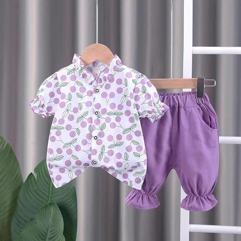 Girl's Fruit Print Top & Shorts