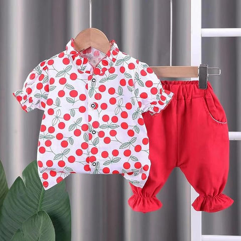 Girl's Fruit Print Top & Shorts