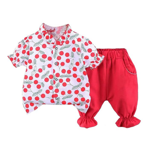 Girl's Fruit Print Top & Shorts