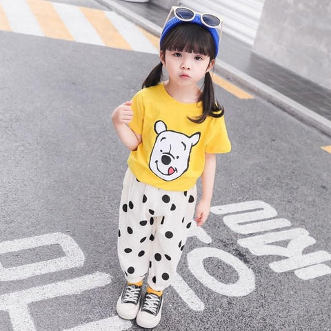 Girl's Cartoon T-shirt & Capri Set