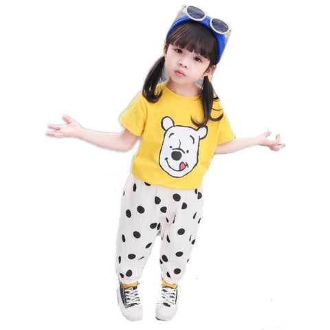 Girl's Cartoon T-shirt & Capri Set